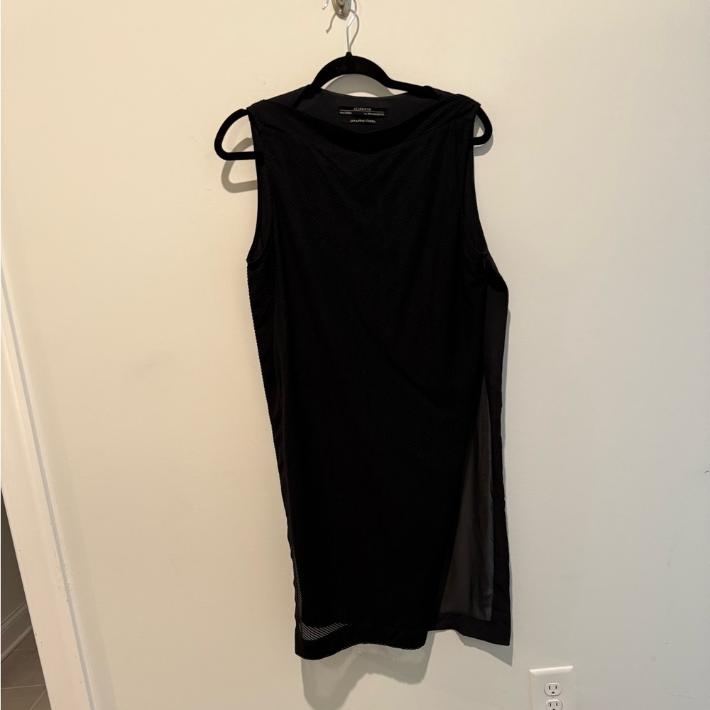 All Saints Black Midi Dress With Beautiful Patterned Overlay